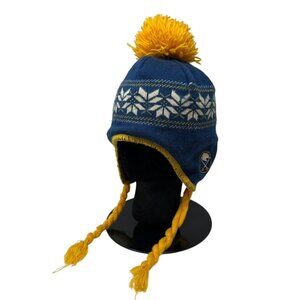 Buffalo Sabres CCM Pro OK'd Beanie Hat Cap Ear Flaps Pom Pom Braids NHL Hockey